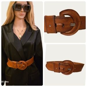 Vintage 80's ESPRIT Distressed English Saddle Leather Belt 28"to 32"